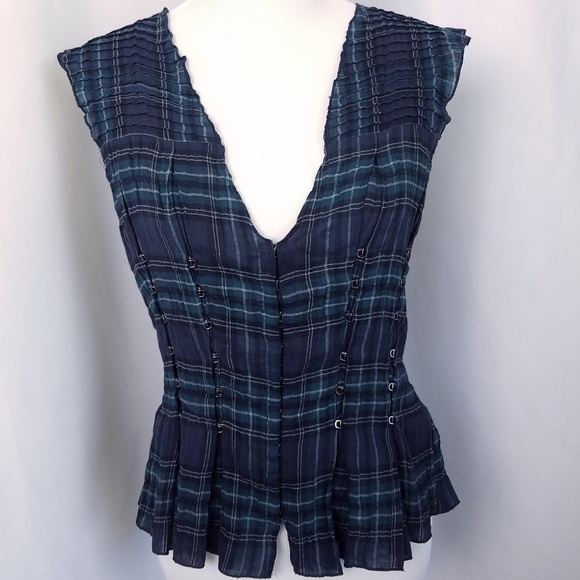 Bebe Tops Bebe Xs Green Plaid Top Multi Hook Corset Top Poshmark